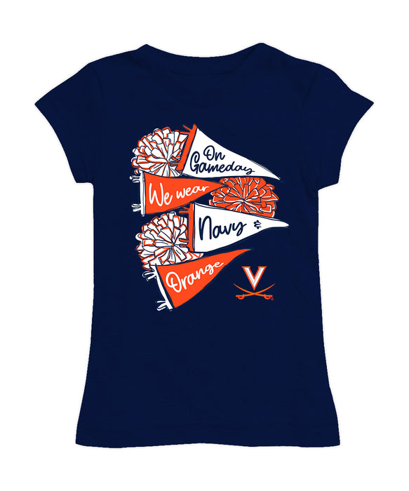 Virginia Cavaliers UVA Girl´s Fitted Cotton T-shirt Navy