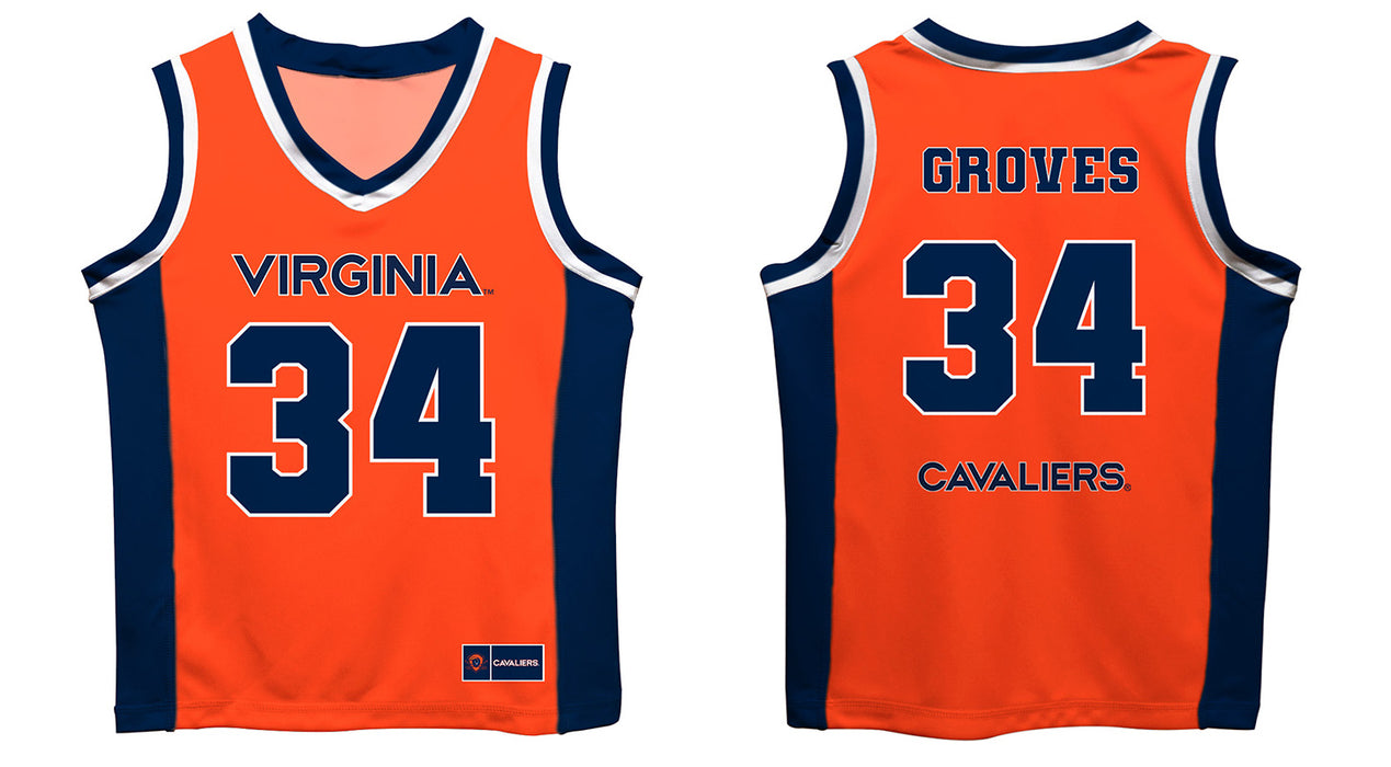 Virginia Cavaliers UVA Vive La Fete Jacob Groves Game Day Orange Boys Basketball Jersey - Vive La Fête - Online Apparel Store