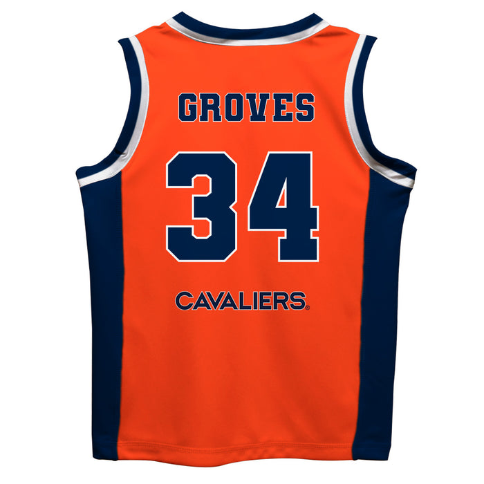 Virginia Cavaliers UVA Vive La Fete Jacob Groves Game Day Orange Boys Basketball Jersey - Vive La Fête - Online Apparel Store