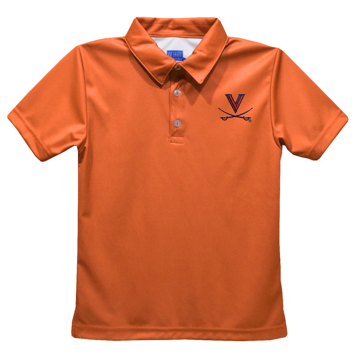 Virginia Cavaliers UVA Embroidered Orange Short Sleeve Polo Box Shirt