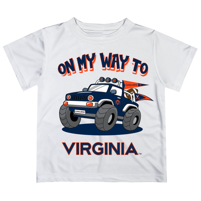 Virginia Cavaliers UVA Vive La Fete Monster Truck Boys Game Day White Short Sleeve Tee