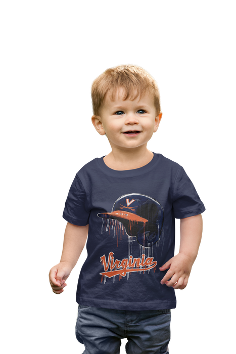 Virginia Cavaliers UVA Original Dripping Baseball Helmet Navy T-Shirt Cotton by Vive La Fete - Vive La Fête - Online Apparel Store