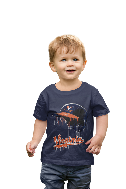 Virginia Cavaliers UVA Original Dripping Baseball Helmet Navy T-Shirt Cotton by Vive La Fete - Vive La Fête - Online Apparel Store