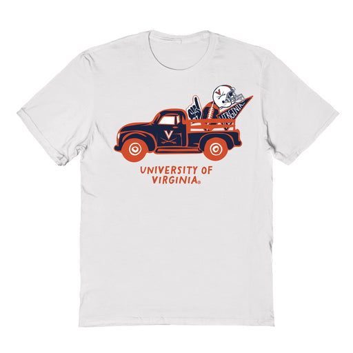 Virginia Cavaliers UVA Hand Sketched Vive La Fete Impressions Truck Kids White Cotton T-shirt