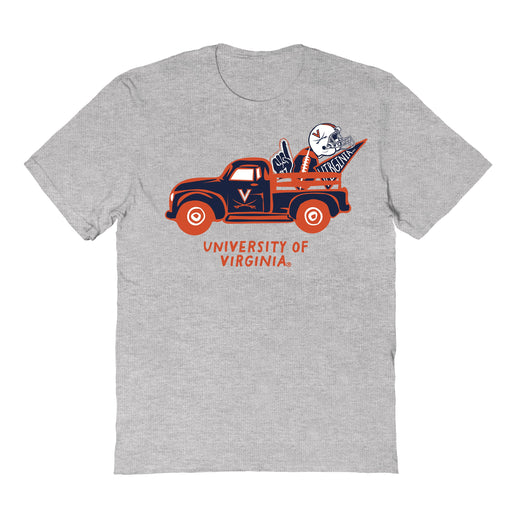 Virginia Cavaliers UVA Hand Sketched Vive La Fete Impressions Truck Kids Grey Cotton T-shirt