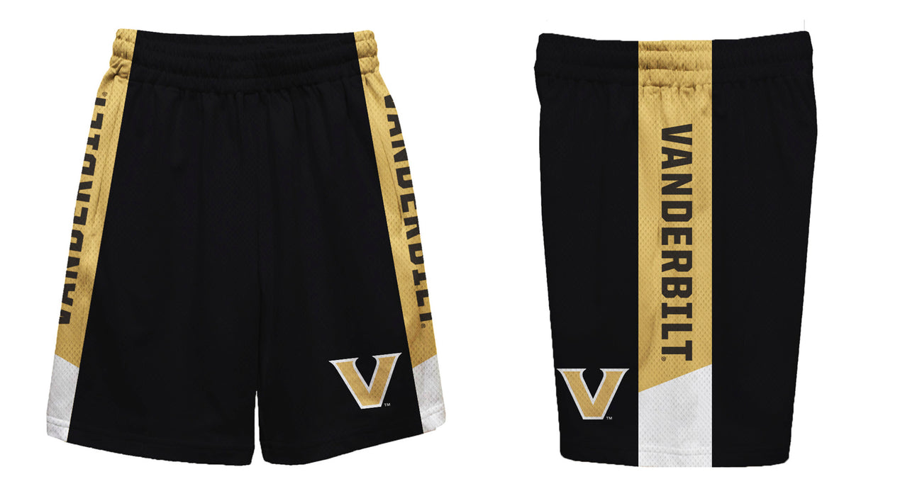 Vanderbilt Commodores Vive La Fete Game Day Black Stripes Boys Solid Gold Athletic Mesh Short