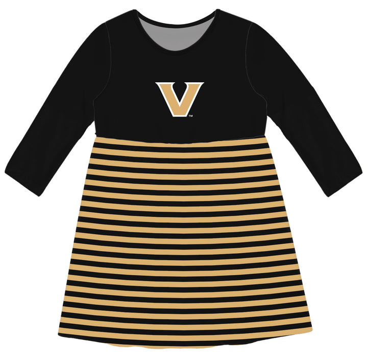 Vanderbilt University Commodores Vive La Fete Girls Game Day Long Sleeve Black Stripe on Skirt - Vive La Fête - Online Apparel Store
