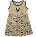 Vanderbilt University Commodores Sleeveless Tank Dress Girls Gold Repeat Print Hand Sketched Vive La Fete Impressions
