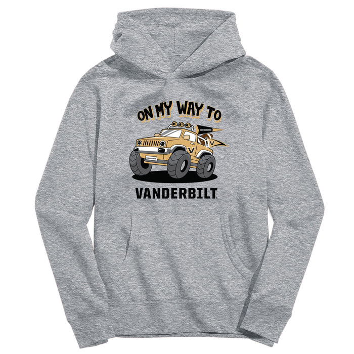 Vanderbilt University Commodores On My Way Monster Truck Heather Grey Cotton Youth Hoodie