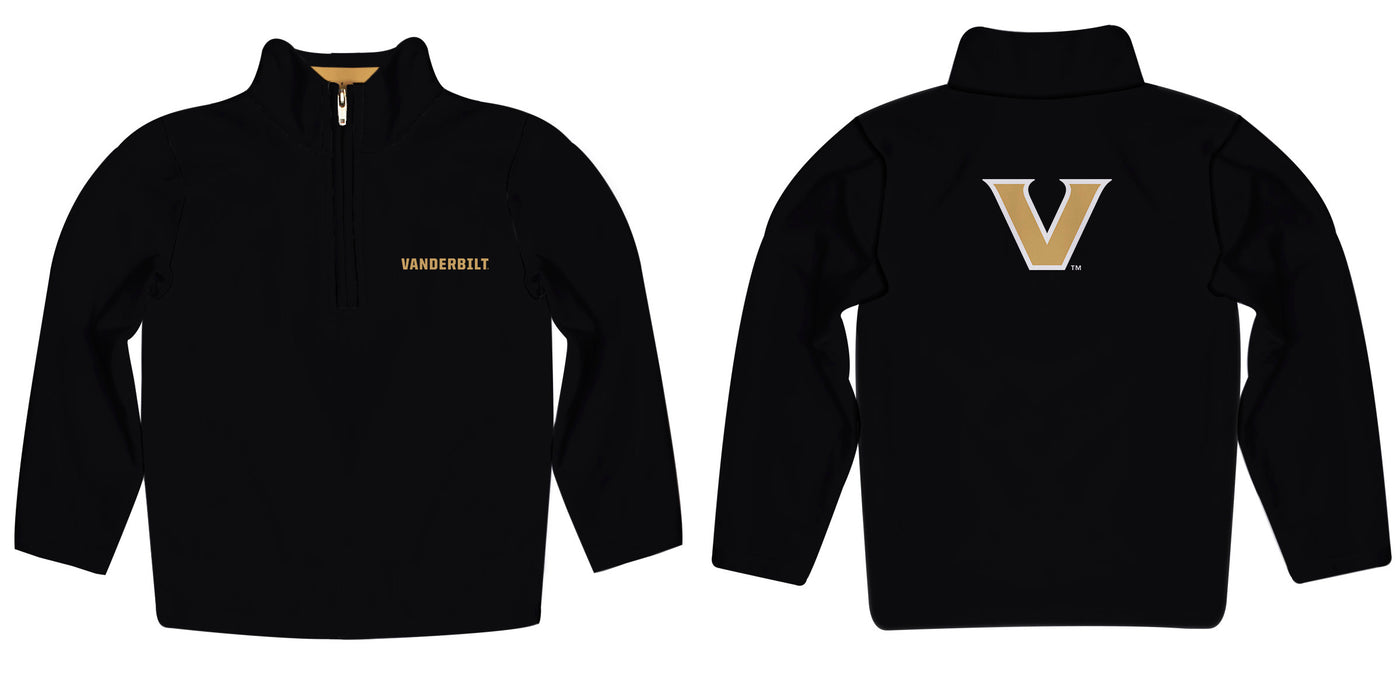 Vanderbilt University Commodores Vive La Fete Game Day Solid Black Quarter Zip Pullover Sleeves - Vive La Fête - Online Apparel Store