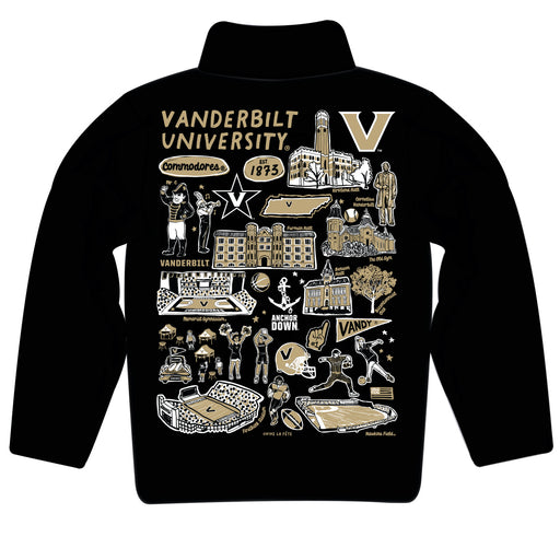 Vanderbilt University Commodores Hand Sketched Vive La Fete Impressions Artwork Black Boys Quarter Zip Pullover V1 - Vive La Fête - Online Apparel Store
