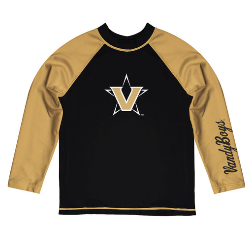 Vanderbilt University Commodores Vive La Fete Logo Black Long Sleeve Raglan Rashguard