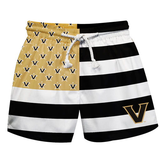 Vanderbilt University Commodores Vive La Fete Game Day Black Flag Swimtrunks V1