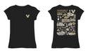 Vanderbilt University Commodores Hand Sketched Vive La Fete Impressions Artwork Black Girls Cotton Short Sleeve Tee - Vive La Fête - Online Apparel Store