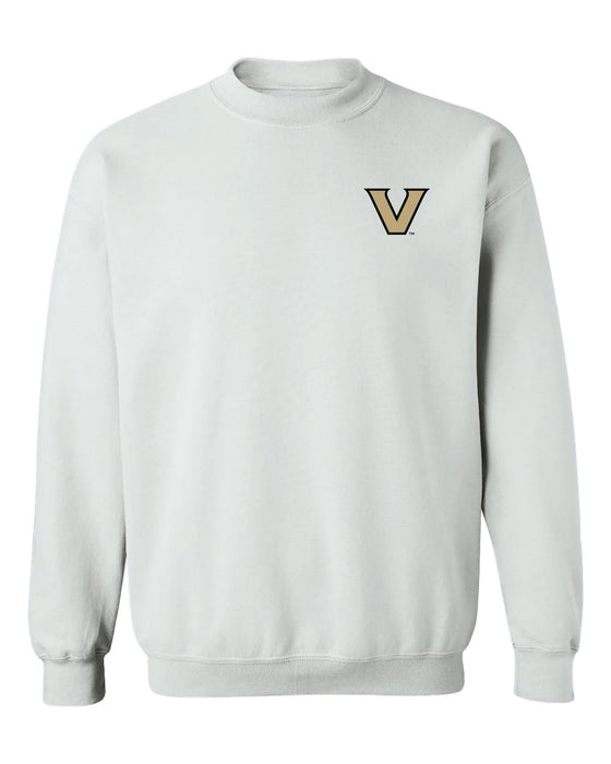 Vanderbilt University Commodores Hand Sketched Vive La Fete Impressions White Cotton Crewneck Sweatshirt for Women