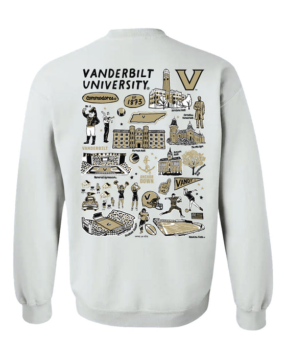 Vanderbilt University Commodores Hand Sketched Vive La Fete Impressions Black Cotton Crewneck Sweatshirt for Women - Vive La Fête - Online Apparel Store