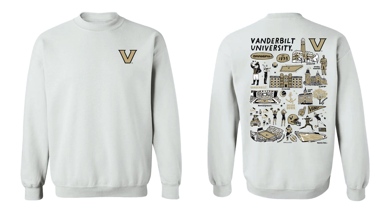 Vanderbilt University Commodores Hand Sketched Vive La Fete Impressions Black Cotton Crewneck Sweatshirt for Women - Vive La Fête - Online Apparel Store