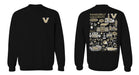Vanderbilt University Commodores Hand Sketched Vive La Fete Impressions Black Cotton Crewneck Sweatshirt for Women - Vive La Fête - Online Apparel Store