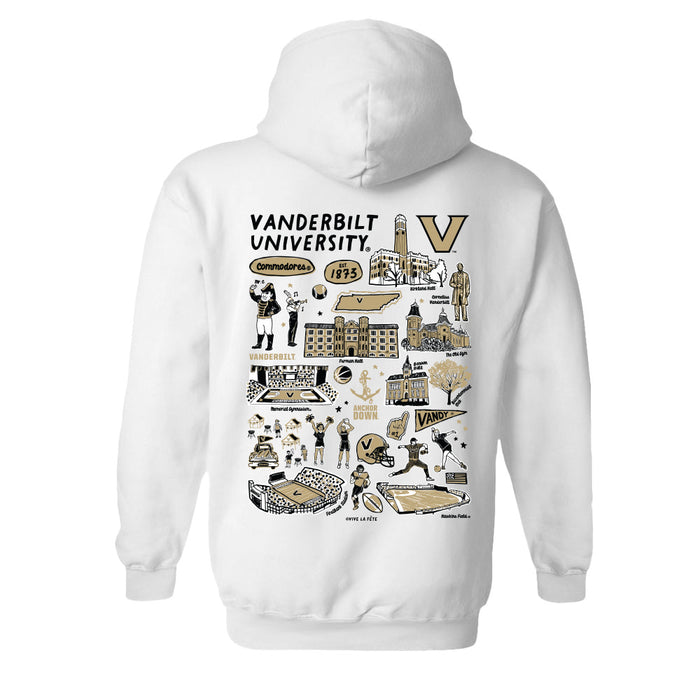 Vanderbilt University Commodores Hand Sketched Vive La Fete Impressions Black Hoodies for Women - Vive La Fête - Online Apparel Store