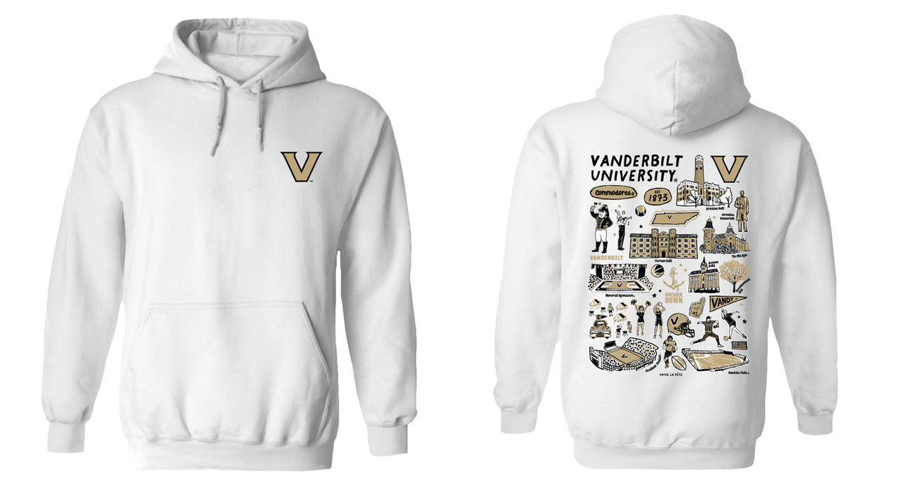 Vanderbilt University Commodores Hand Sketched Vive La Fete Impressions Black Hoodies for Women - Vive La Fête - Online Apparel Store