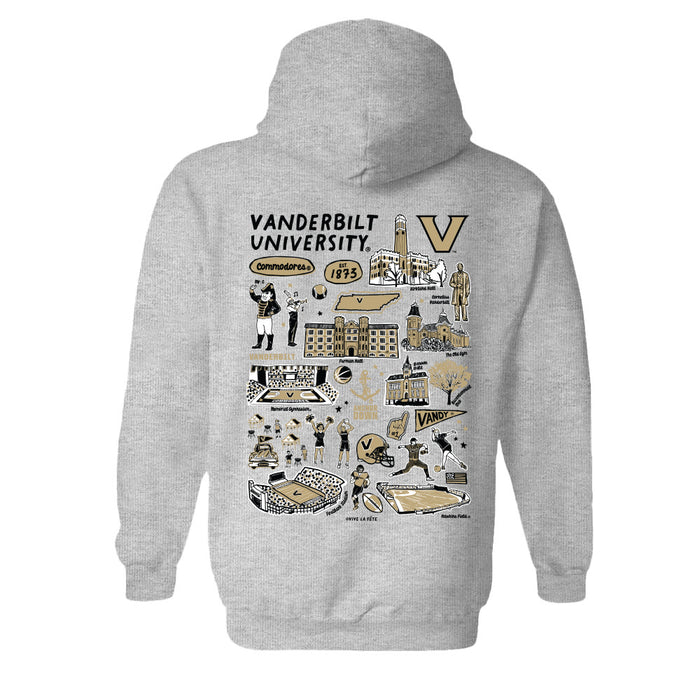 Vanderbilt University Commodores Hand Sketched Vive La Fete Impressions Black Hoodies for Women - Vive La Fête - Online Apparel Store