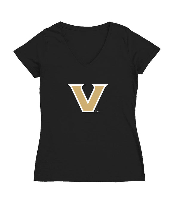 Vanderbilt Commodores Women's V-neck Fitted Cotton T-Shirt Black