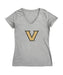 Vanderbilt Commodores Women's V-neck Fitted Cotton T-Shirt Grey