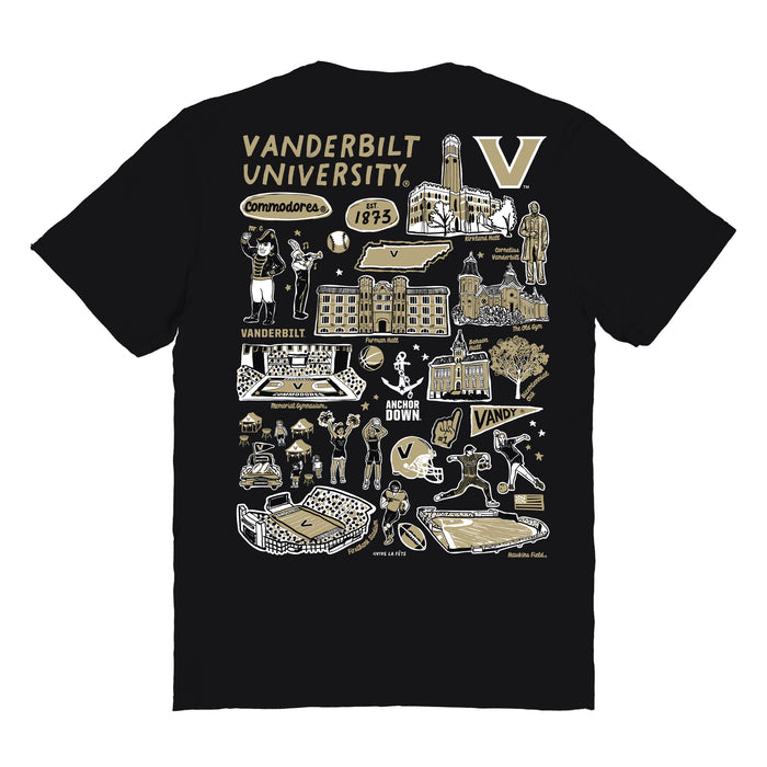 Vanderbilt Commodores Vive La Fete Impressions Artwork Black Womens Cotton Tshirt - Vive La Fête - Online Apparel Store