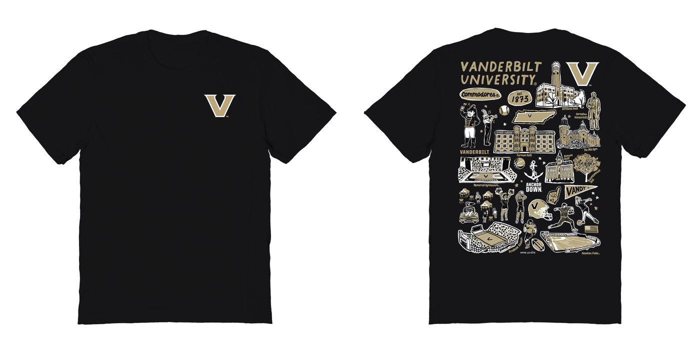 Vanderbilt Commodores Vive La Fete Impressions Artwork Black Womens Cotton Tshirt - Vive La Fête - Online Apparel Store