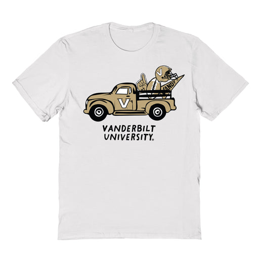 Vanderbilt University Commodores Hand Sketched Vive La Fete Impressions Truck White T-shirt for Women