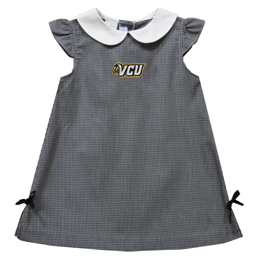 VCU Rams Virginia Commonwealth University Embroidered Black Gingham A Line Dress