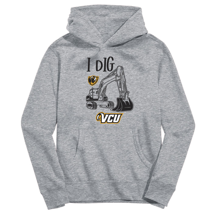 VCU Rams Virginia Commonwealth University Excavator Heather Grey Cotton Youth Hoodie