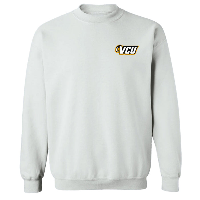 VCU Rams Virginia Commonwealth University Hand Sketched Vive La Fete Impressions Artwork White Crew Neck Sweatshirt for