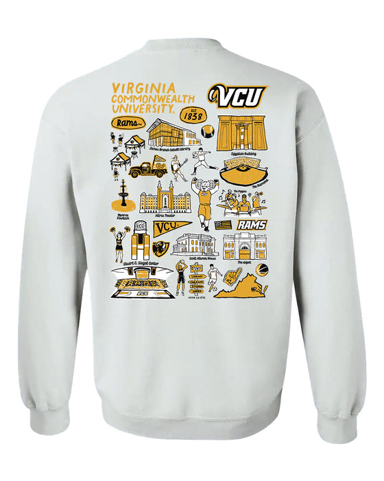 VCU Rams Virginia Commonwealth University Hand Sketched Artwork Black Crewneck Sweatshirt for - Vive La Fête - Online Apparel Store