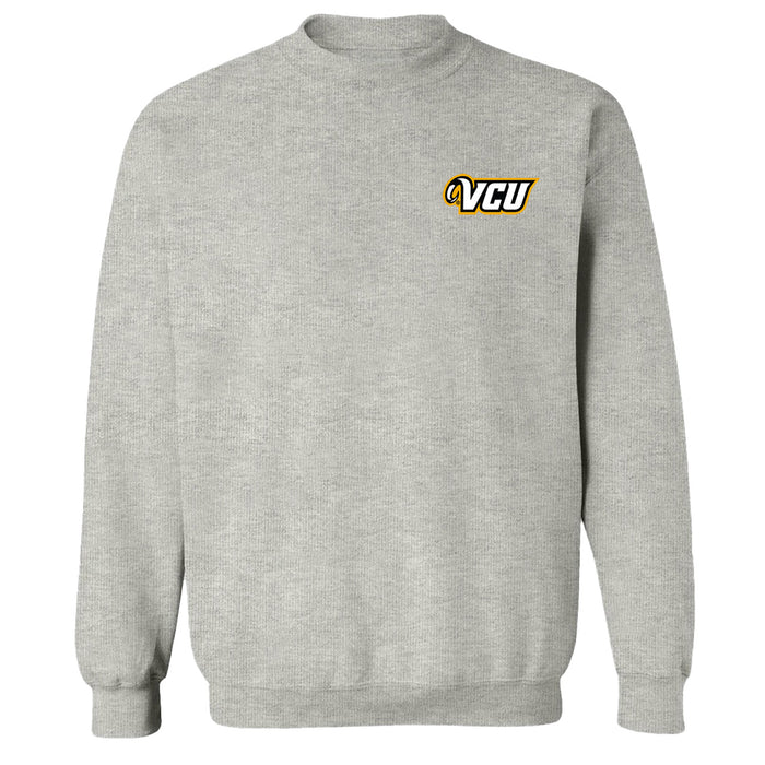 VCU Rams Virginia Commonwealth University Hand Sketched Vive La Fete Impressions Artwork Gray Crew Neck Sweatshirt for W