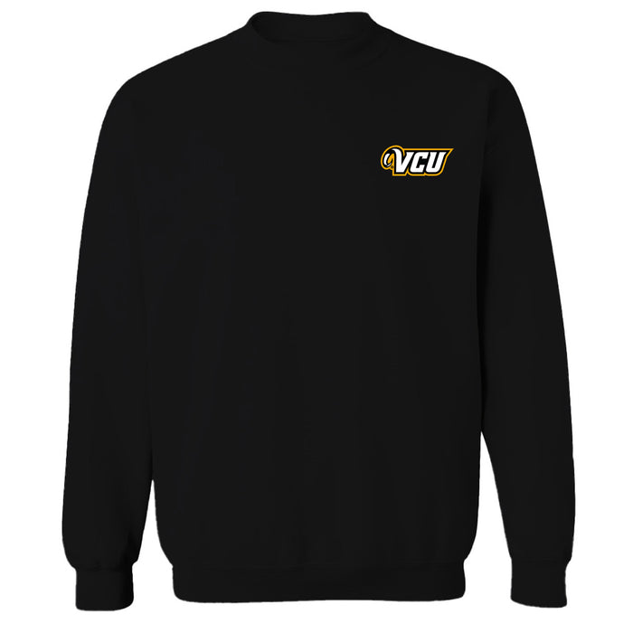 VCU Rams Virginia Commonwealth University Hand Sketched Vive La Fete Impressions Artwork Black Crew Neck Sweatshirt for