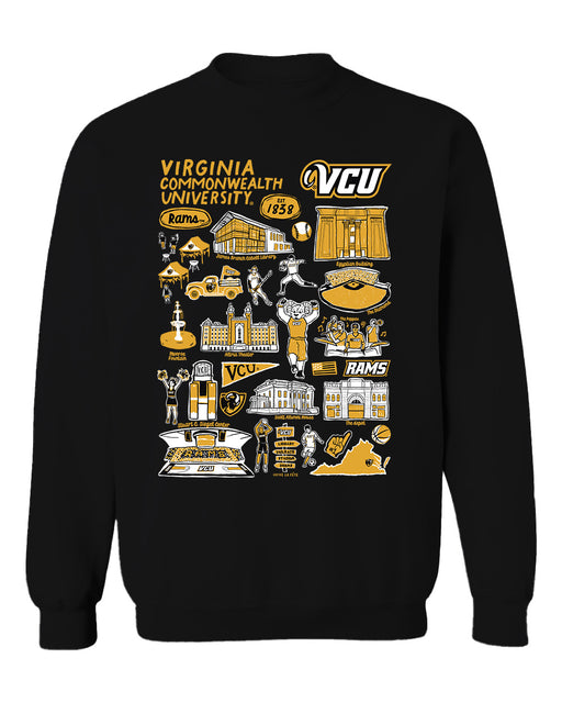 VCU Rams Virginia Commonwealth Vive La Fete Impressions Black Cotton Crewneck Sweatshirt for Women