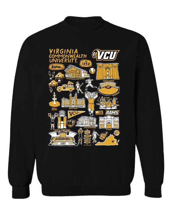 VCU Rams Virginia Commonwealth Vive La Fete Impressions Black Cotton Crewneck Sweatshirt for Women