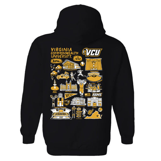 VCU Rams Virginia Commonwealth U Hand Sketched Artwork Cotton Fleece Women Hoodie - Vive La Fête - Online Apparel Store