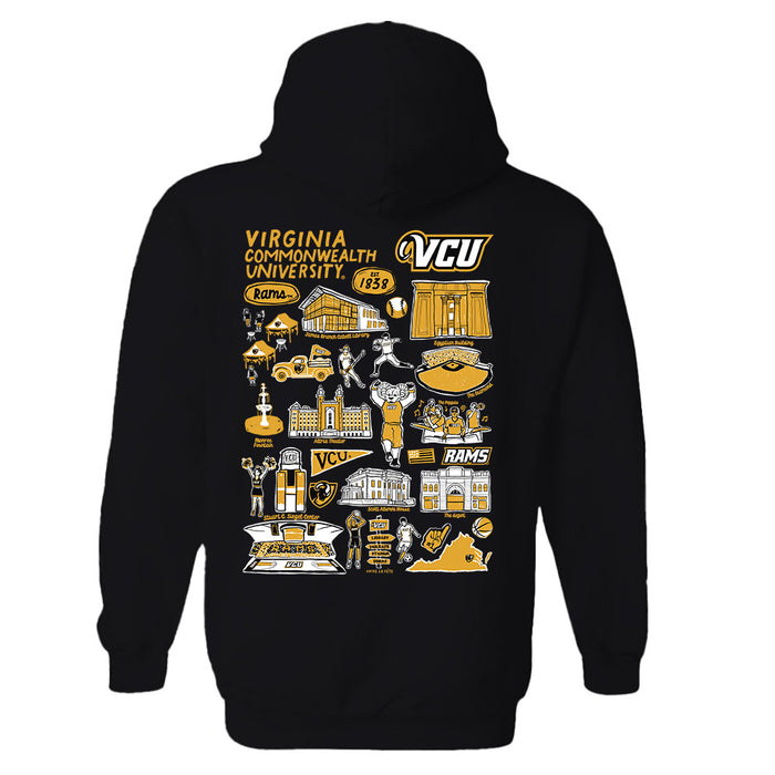 VCU Rams Virginia Commonwealth U Hand Sketched Artwork Cotton Fleece Women Hoodie - Vive La Fête - Online Apparel Store