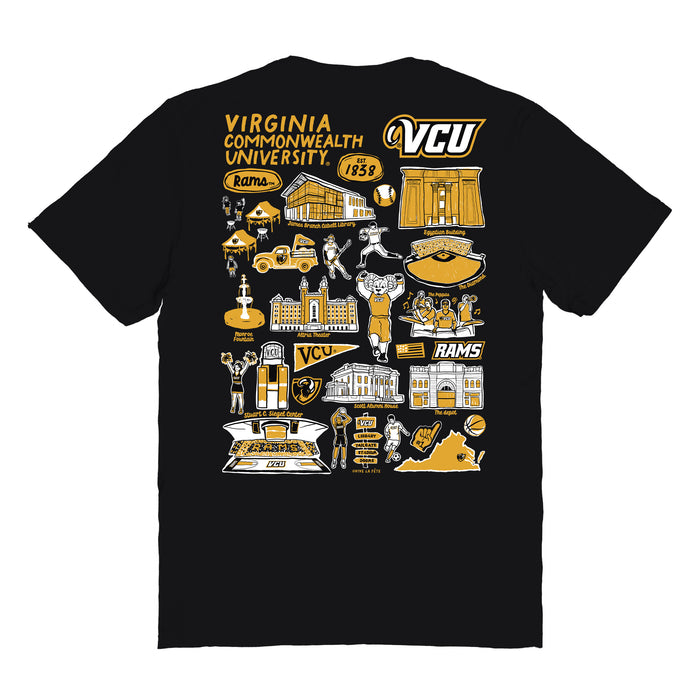 VCU Rams Virginia Commonwealth Vive La Fete Impressions Artwork Womens Cotton Tshirt - Vive La Fête - Online Apparel Store