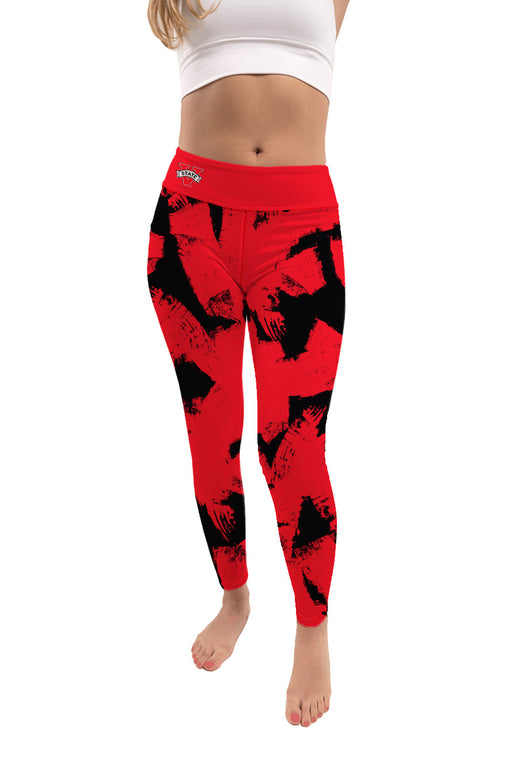 Valdosta Blazers Vive La Fete Paint Brush Logo on Waist Women Red Yoga Leggings