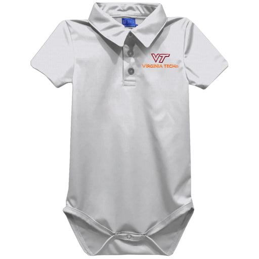 Virginia Tech Hokies VT Embroidered White Solid Knit Boys Polo Bodysuit
