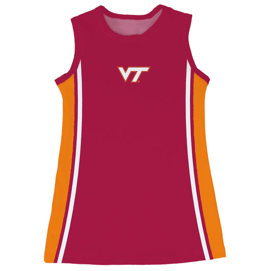 Virginia Tech Hokies VT  Sleeveless Cheerleader A Line Dress Maroon