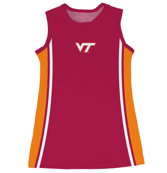 Virginia Tech Hokies VT  Sleeveless Cheerleader A Line Dress Maroon
