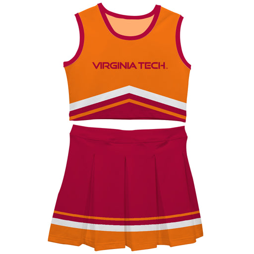 Virginia Tech Hokies VT  Vive La Fete Game Day Orange and Maroon Sleeveless Chearleader Set