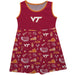 Virginia Tech Sleeveless Tank Dress Girls Maroon Logo & Repeat Print Hand Sketched Vive La Fete Impressions Artwork - Vive La Fête - Online Apparel Store