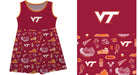 Virginia Tech Sleeveless Tank Dress Girls Maroon Logo & Repeat Print Hand Sketched Vive La Fete Impressions Artwork - Vive La Fête - Online Apparel Store