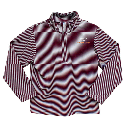 Virginia Tech Hokies VT Embroidered Maroon Stripes Quarter Zip Pullover