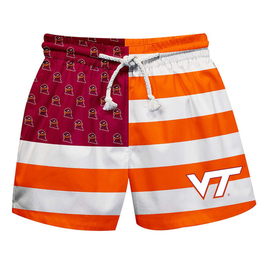 Virginia Tech Hokies VT  Vive La Fete Game Day Orange Flag Swimtrunks V1